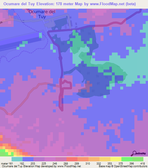 Ocumare del Tuy,Venezuela Elevation Map
