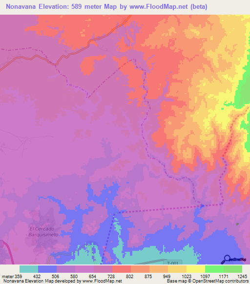 Nonavana,Venezuela Elevation Map