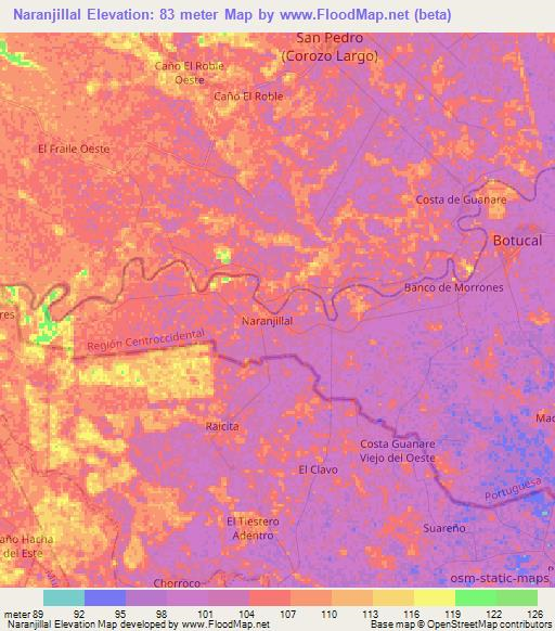 Naranjillal,Venezuela Elevation Map