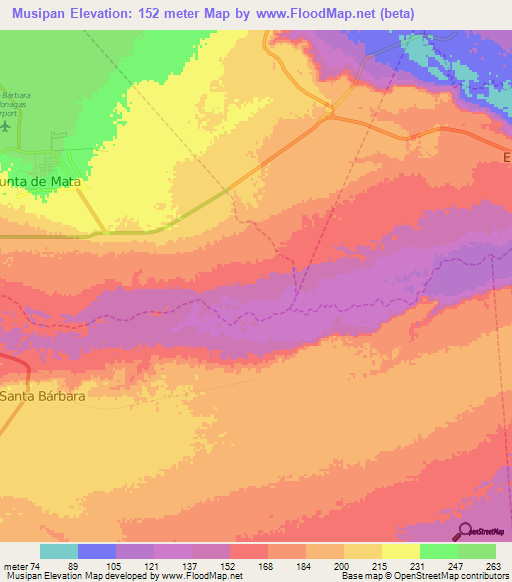 Musipan,Venezuela Elevation Map