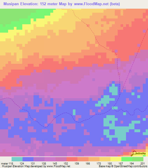 Musipan,Venezuela Elevation Map