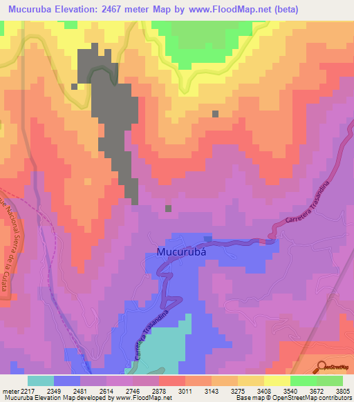 Mucuruba,Venezuela Elevation Map