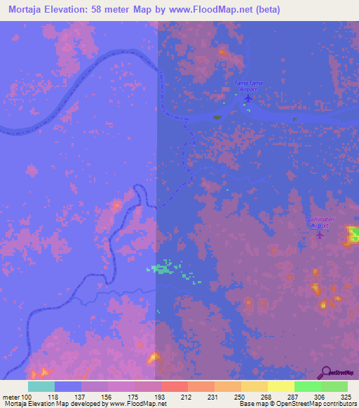 Mortaja,Venezuela Elevation Map
