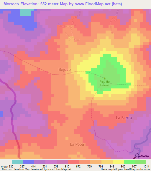 Morroco,Venezuela Elevation Map
