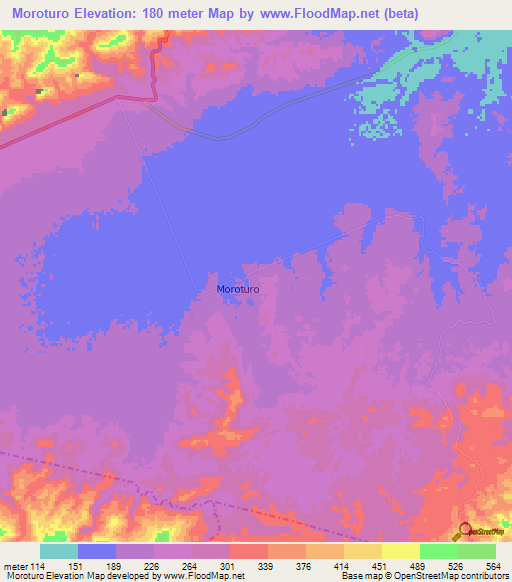 Moroturo,Venezuela Elevation Map