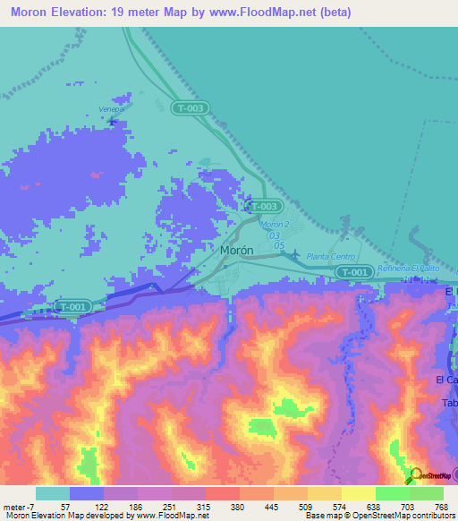 Moron,Venezuela Elevation Map