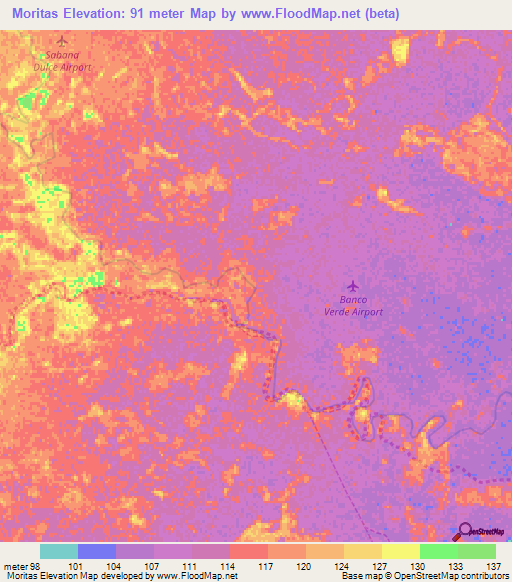 Moritas,Venezuela Elevation Map