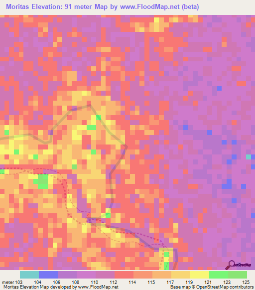 Moritas,Venezuela Elevation Map