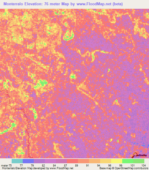 Monterralo,Venezuela Elevation Map