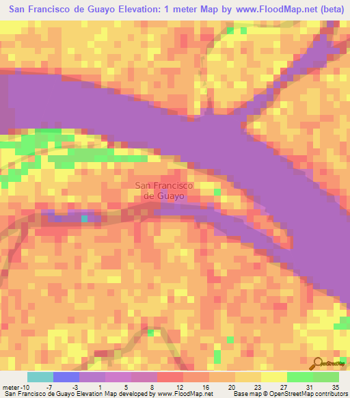 San Francisco de Guayo,Venezuela Elevation Map