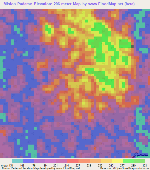 Mision Padamo,Venezuela Elevation Map