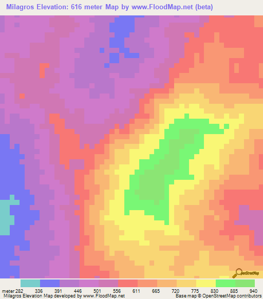Milagros,Venezuela Elevation Map