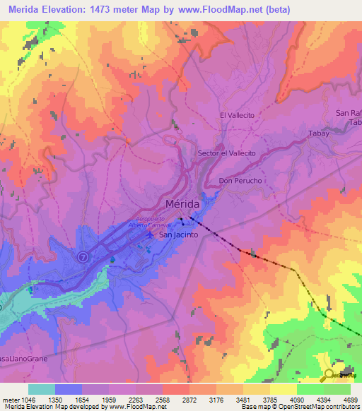 Merida,Venezuela Elevation Map