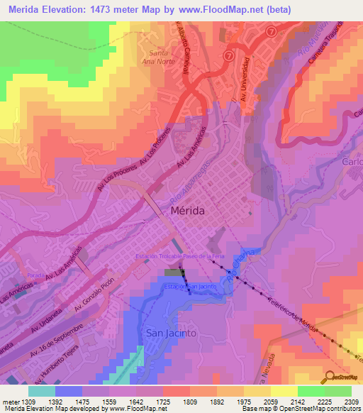 Merida,Venezuela Elevation Map