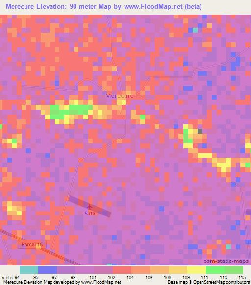 Merecure,Venezuela Elevation Map