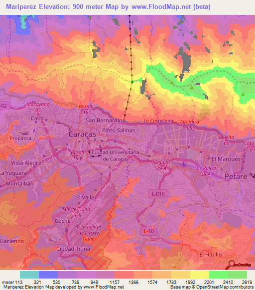 Mariperez,Venezuela Elevation Map