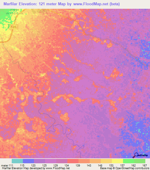 Marfilar,Venezuela Elevation Map