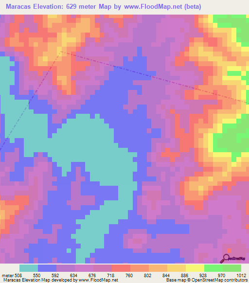 Maracas,Venezuela Elevation Map
