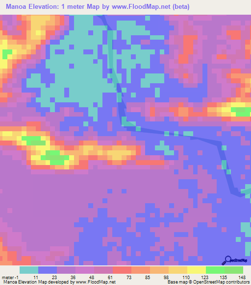 Manoa,Venezuela Elevation Map