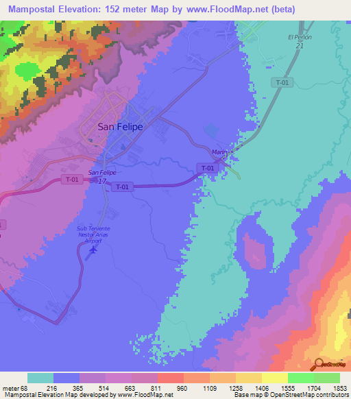Mampostal,Venezuela Elevation Map