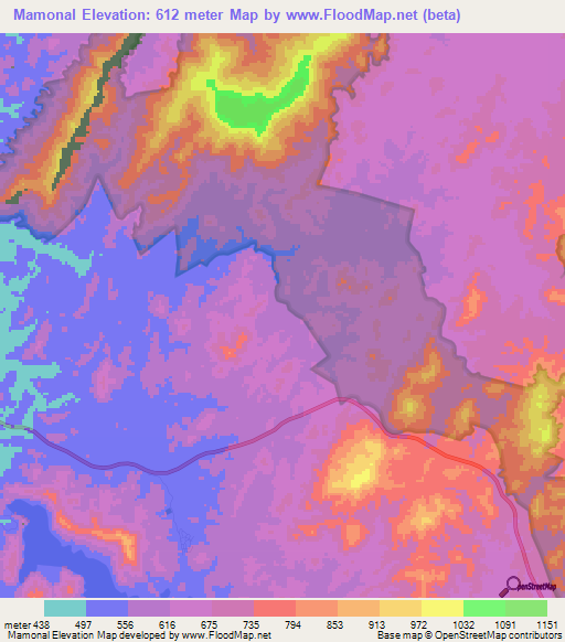 Mamonal,Venezuela Elevation Map