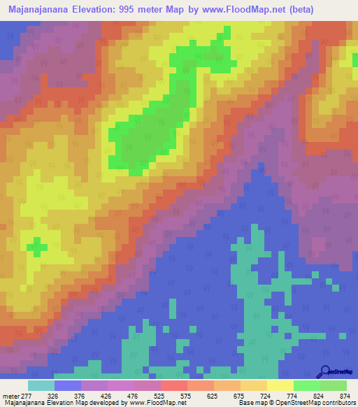 Majanajanana,Venezuela Elevation Map