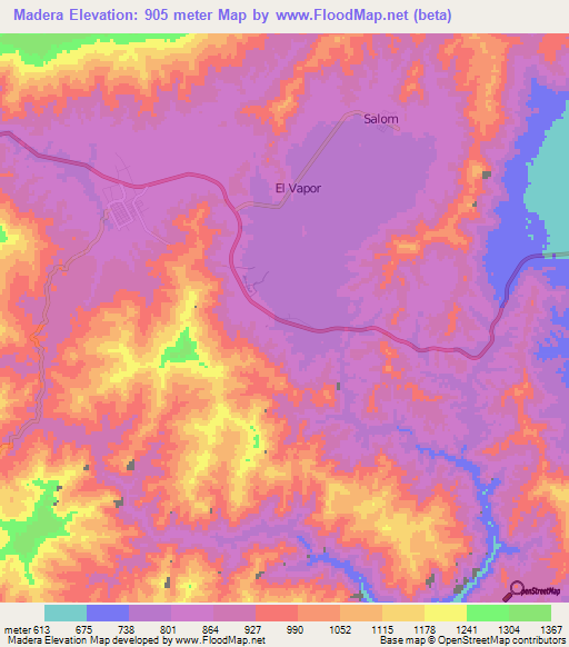 Madera,Venezuela Elevation Map
