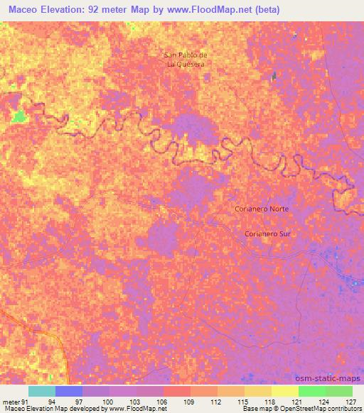 Maceo,Venezuela Elevation Map