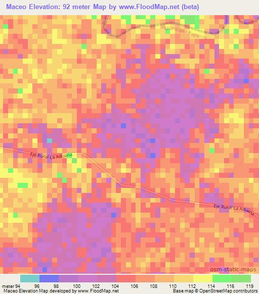 Maceo,Venezuela Elevation Map