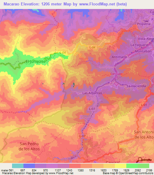 Macarao,Venezuela Elevation Map