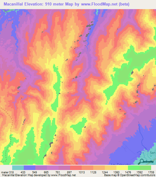 Macanillal,Venezuela Elevation Map