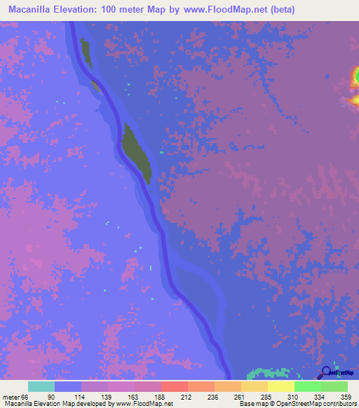Macanilla,Venezuela Elevation Map