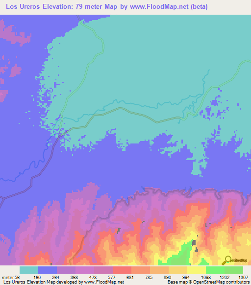 Los Ureros,Venezuela Elevation Map