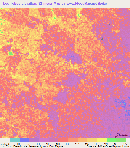 Los Tobos,Venezuela Elevation Map