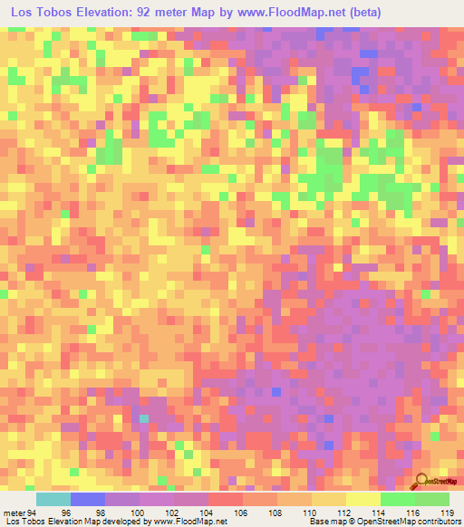 Los Tobos,Venezuela Elevation Map