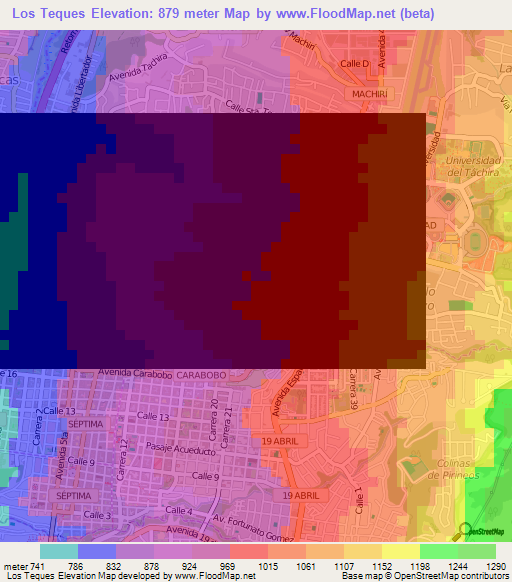 Los Teques,Venezuela Elevation Map