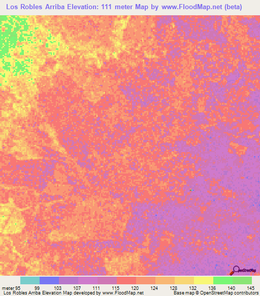 Los Robles Arriba,Venezuela Elevation Map