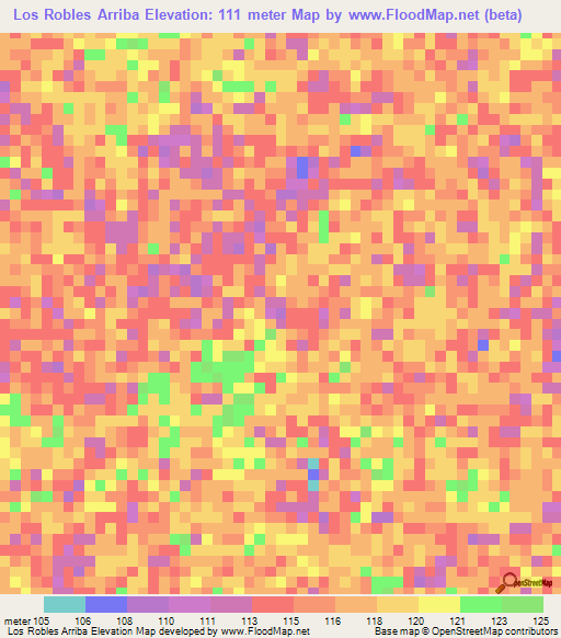 Los Robles Arriba,Venezuela Elevation Map
