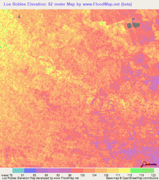 Los Robles,Venezuela Elevation Map