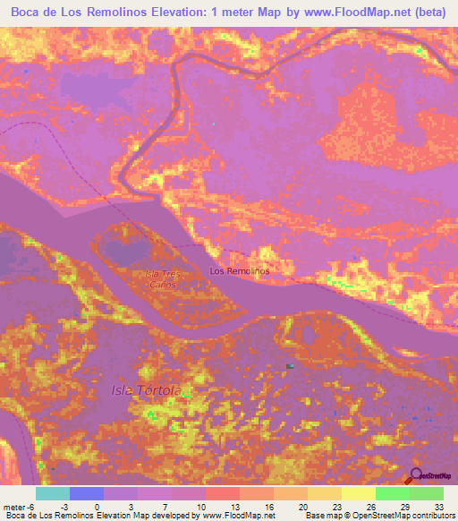 Boca de Los Remolinos,Venezuela Elevation Map