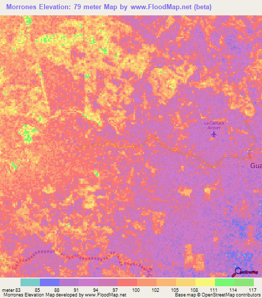 Morrones,Venezuela Elevation Map