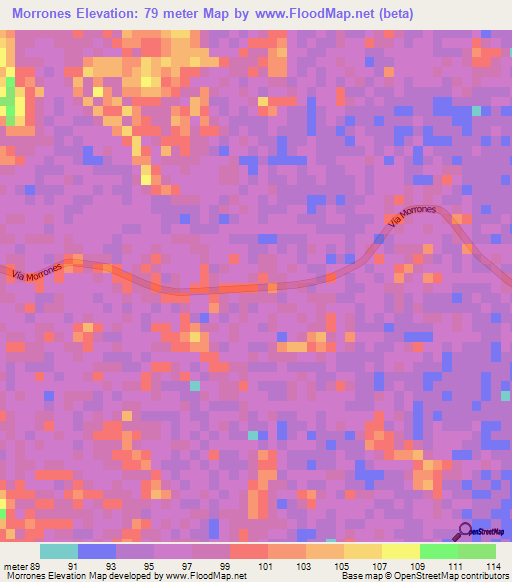 Morrones,Venezuela Elevation Map