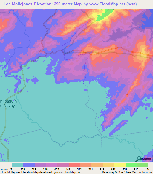 Los Mollejones,Venezuela Elevation Map