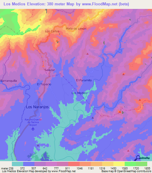 Los Medios,Venezuela Elevation Map