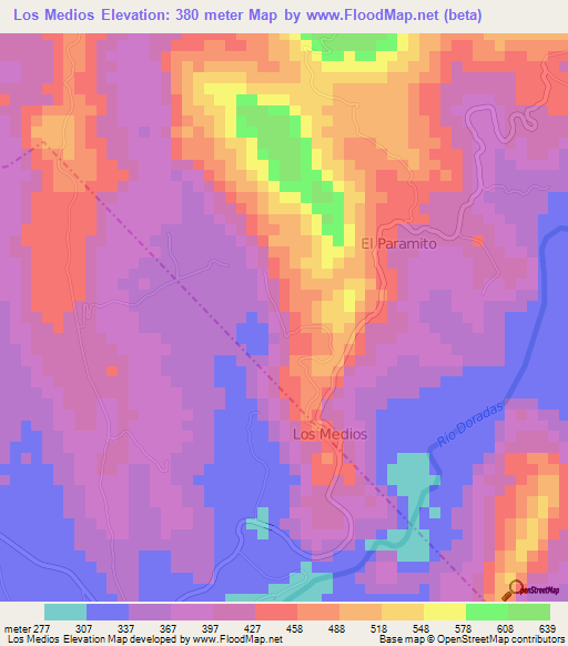 Los Medios,Venezuela Elevation Map