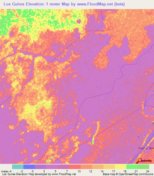 Los Guires,Venezuela Elevation Map