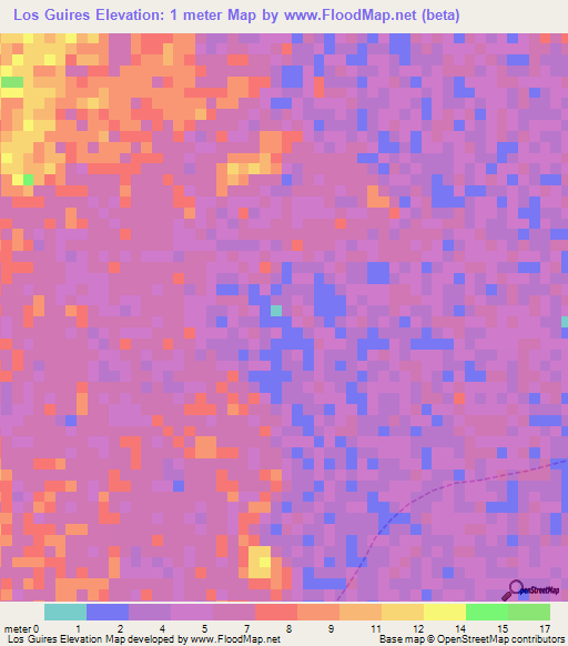 Los Guires,Venezuela Elevation Map
