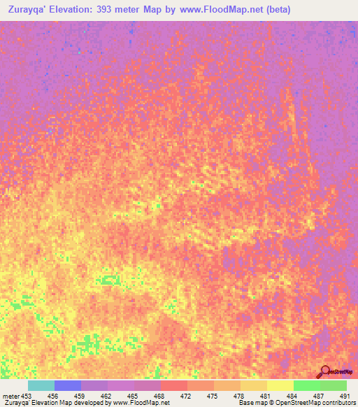 Zurayqa',Sudan Elevation Map