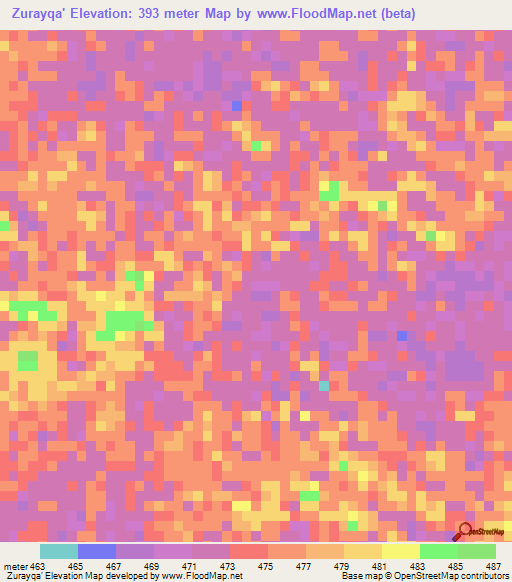 Zurayqa',Sudan Elevation Map