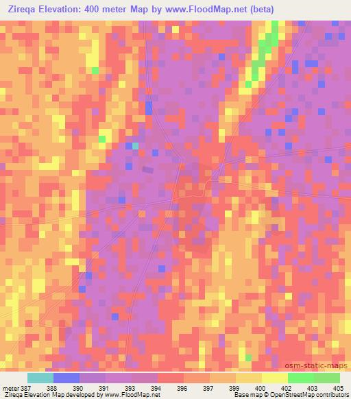 Zireqa,Sudan Elevation Map